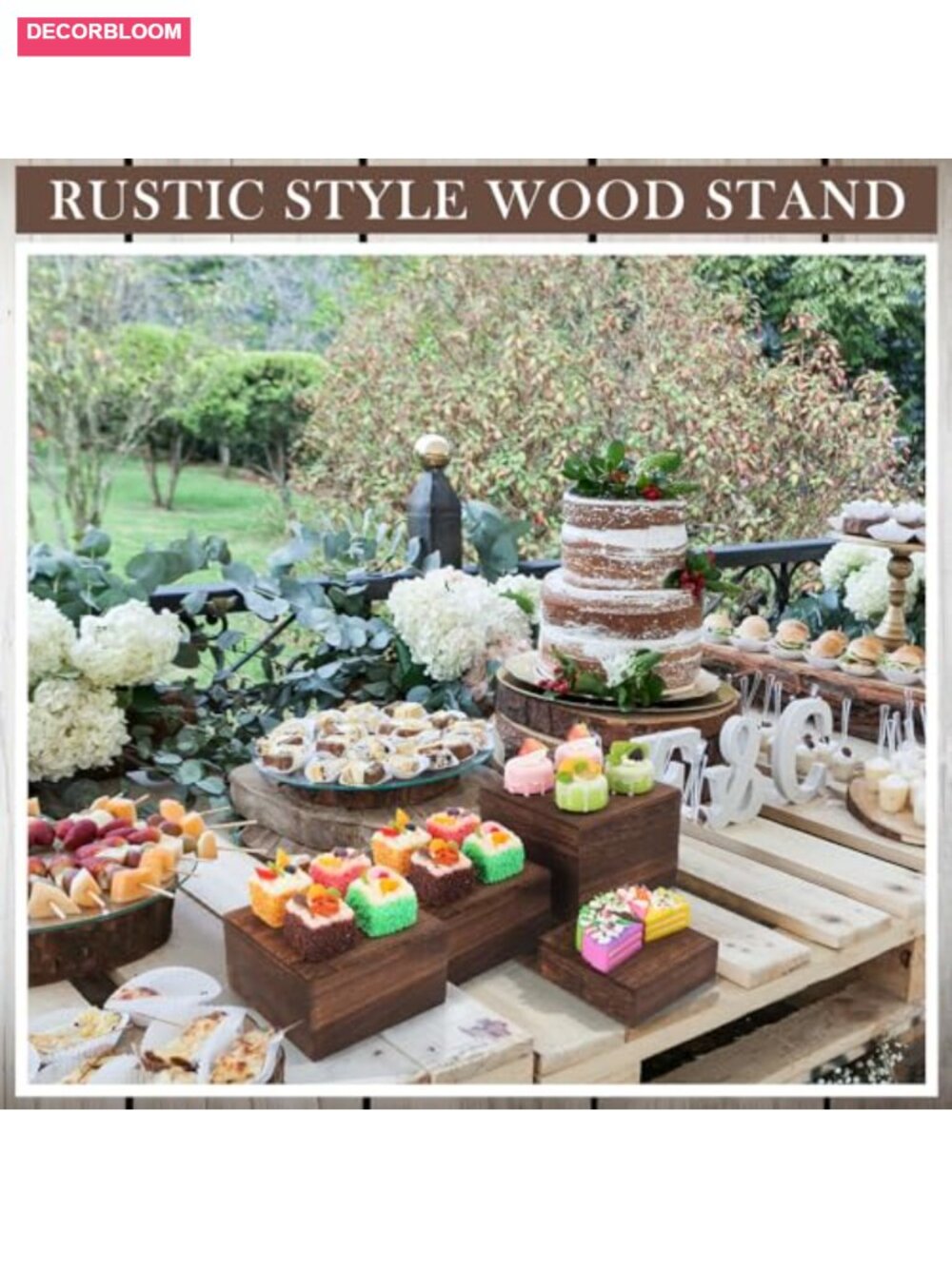 Wood Display Risers Set of 6 Stackable Stands for Cake Dessert Food Display - Picture 4 of 6
